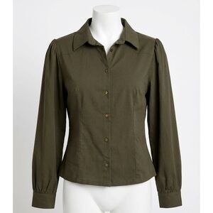 NEW UMGEE solid collared button down shirt in olive